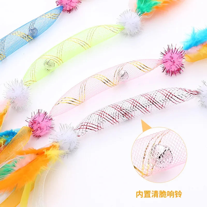 Cat Toys Colorful Hoses Feathers Cat Teasing - ProPawPet.com