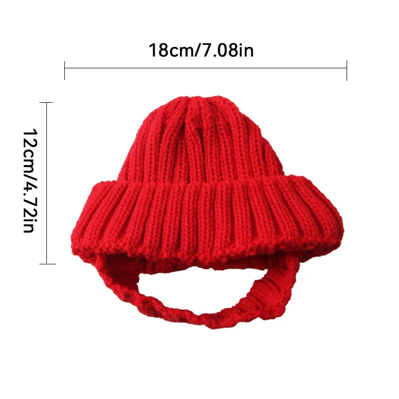 Red Winter Pet Hat Comfortable Warm Windproof Knitted Dog, Washable