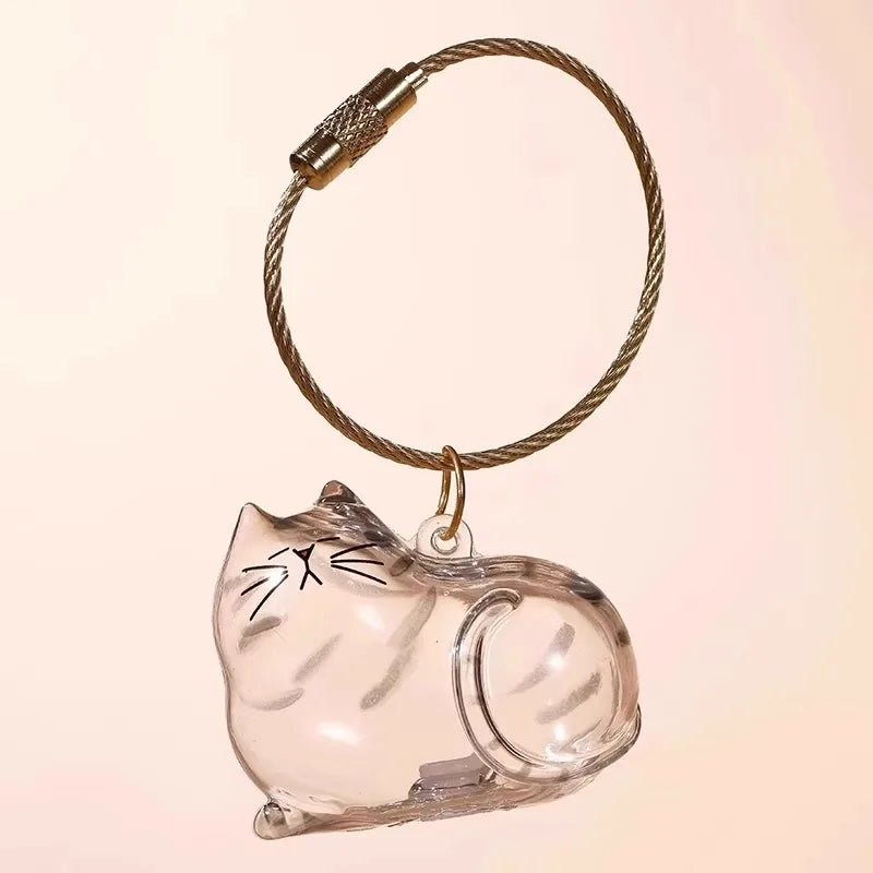 Transparent Cat Hair Storage Capsule Keychain – 10 Colors