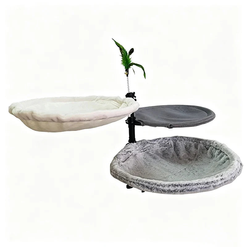 Adjustable Cat Hammock Desk Bed with Plaything – Cat Supplies