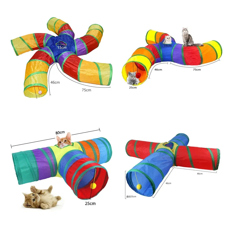 Collapsible Pet Cat Rainbow Tunnel - ProPawPet.com