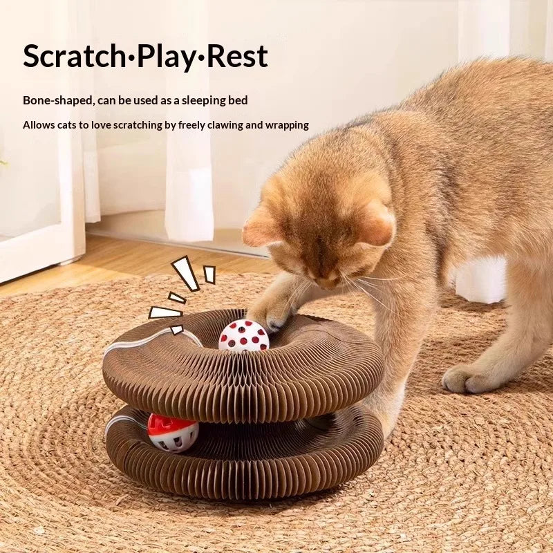ZUJOLY Foldable Cat Scratcher with Bell & - ProPawPet.com
