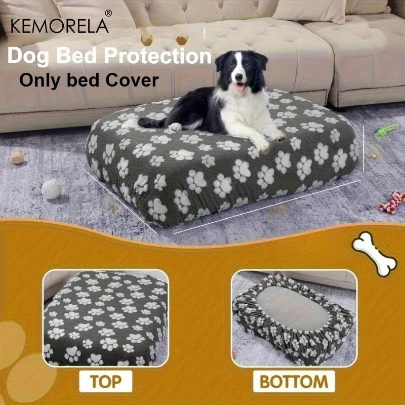 Washable Kemorela Cute Cartoon Footprints Plush Warm Dog Bed – photo 6
