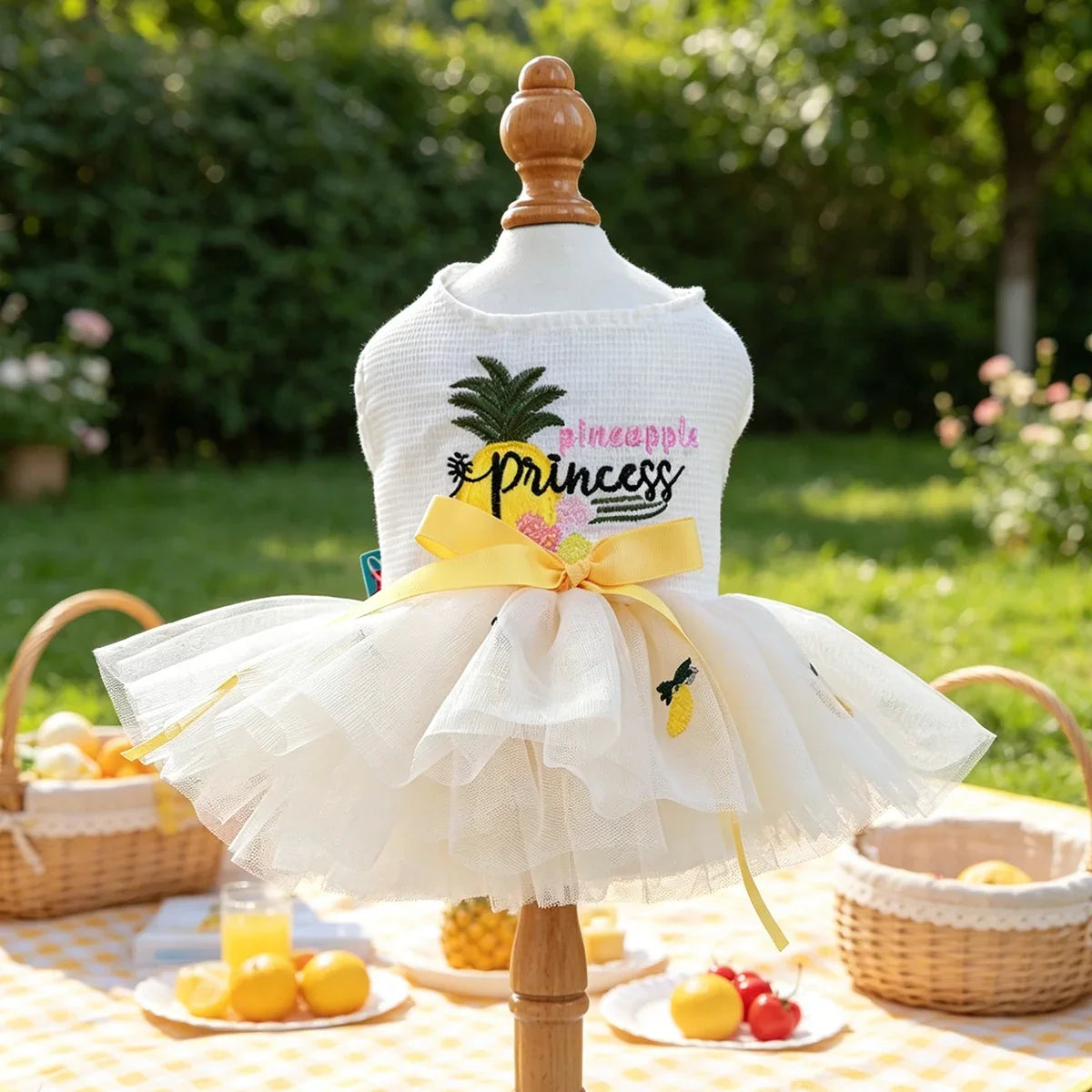 Pineapple Embroidery Tutu Dress, Summer Pet - ProPawPet.com