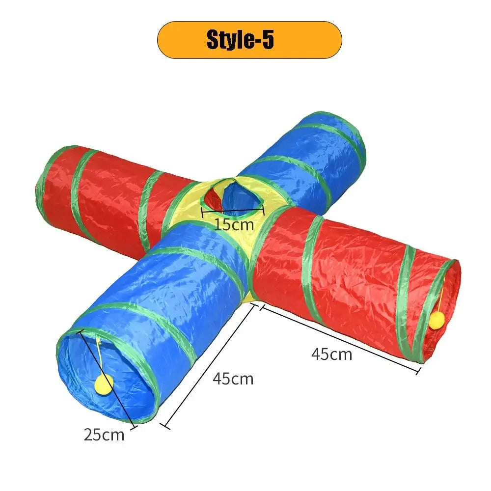 Polyester Steel Wire Cat Tunnel Tube Foldable Colorful Maze – 12 Colors