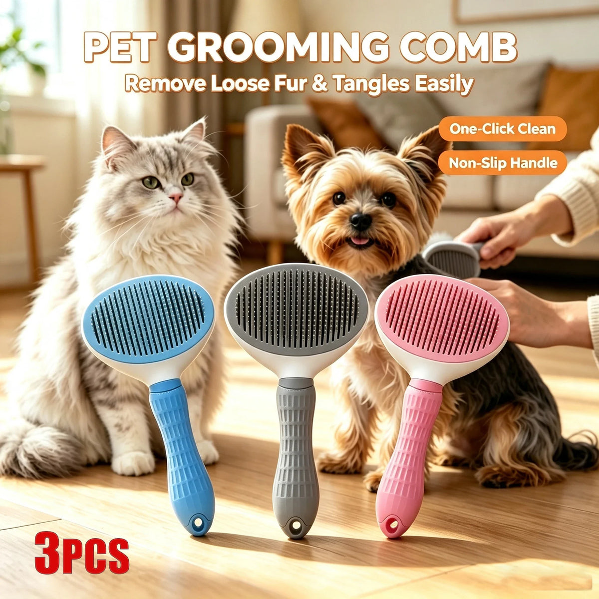 One-Click Pet Hair Removal Comb Cat Dog Hair - ProPawPet.com