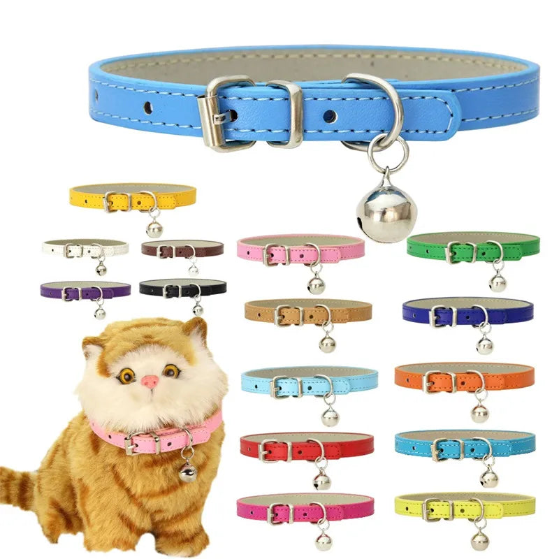 Cute Cat Collar Solid Faux Leather - ProPawPet.com