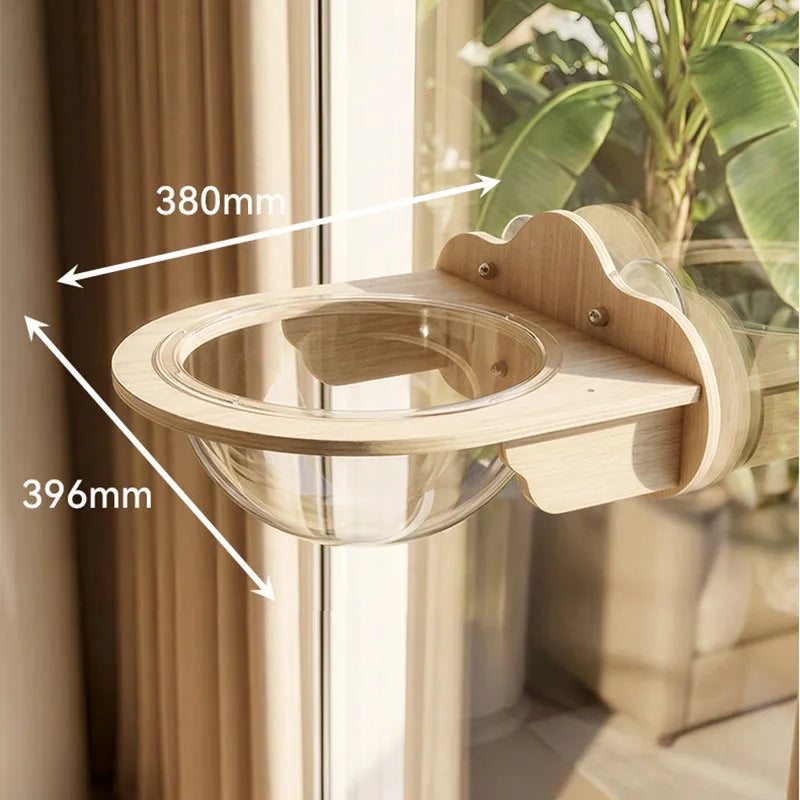 Solid Wood Cat Hanging Bed for Indoor with Suction Cups