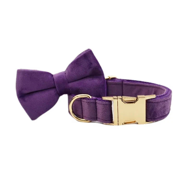 Purple Velvet Dog Collar And Leash Set For - ProPawPet.com