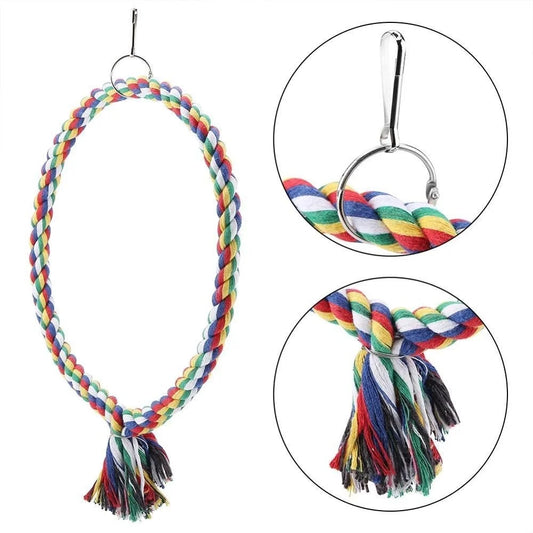 1Pc Bird Parrot Circle Ring Rope Perch Stand - ProPawPet.com