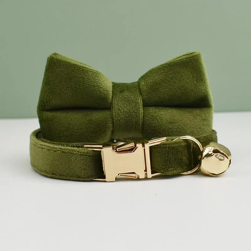 Velvet Cat Collar Bowknot Personalized - ProPawPet.com