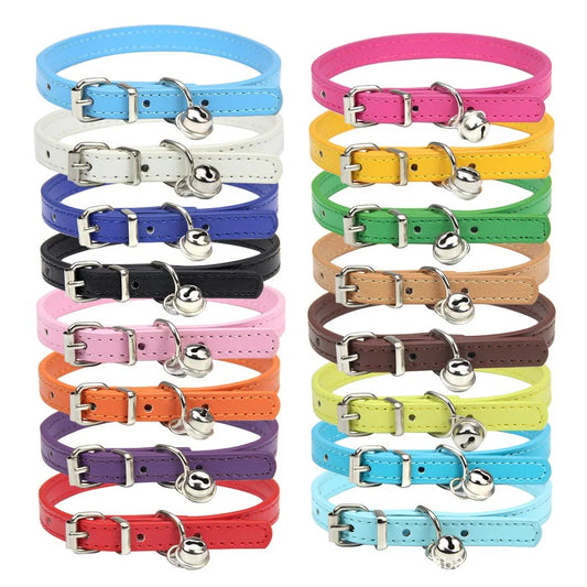 Cute Cat Collar Solid PU Leather Adjustable - ProPawPet.com