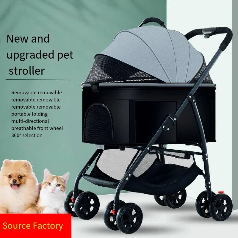 Pet Car Strollers 3in1 Lightweight Foldable - ProPawPet.com