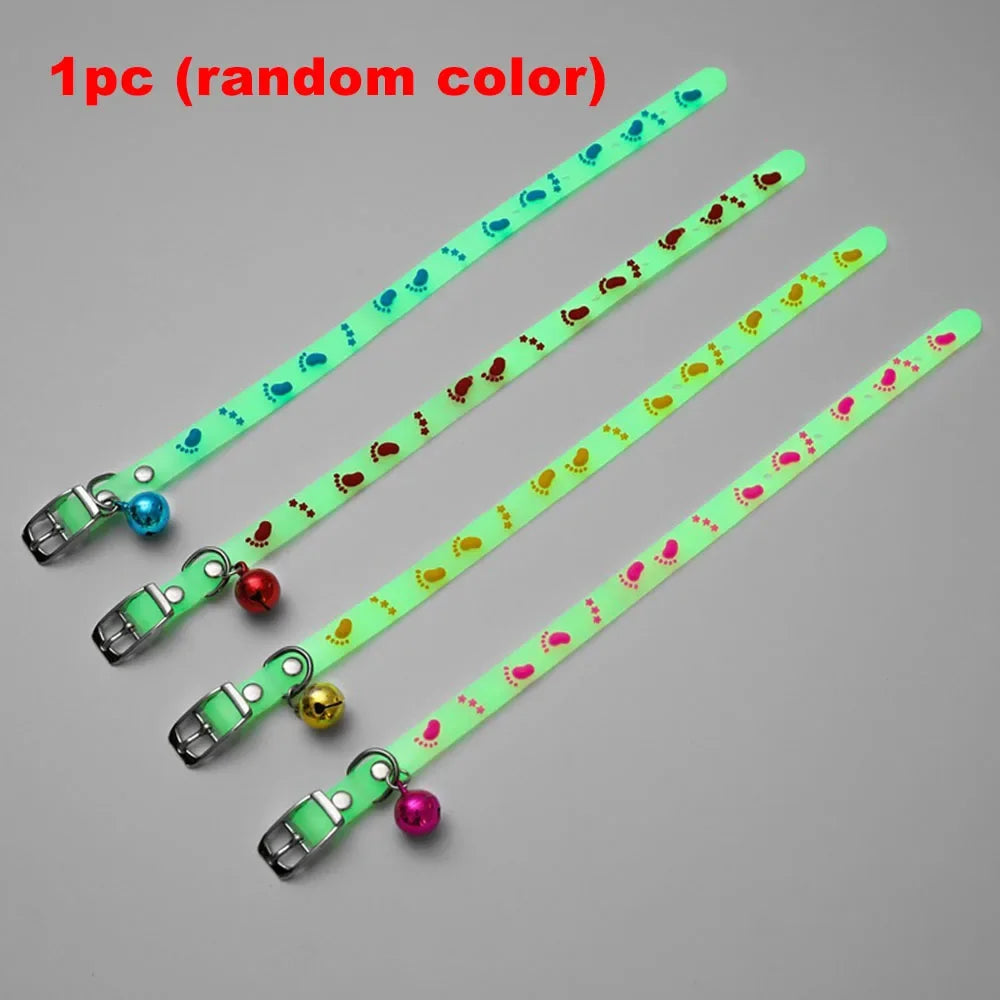 Adjustable Glowing Cat & Dog Collars with Bell Light – 7 Colors