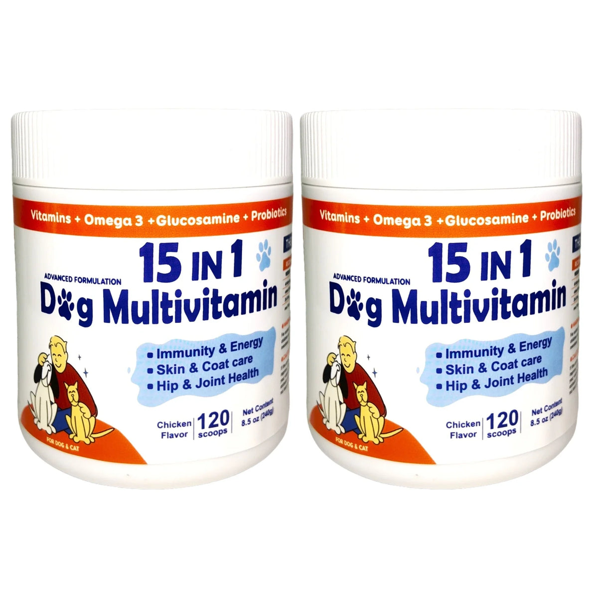 15‑in‑1 Dog Multivitamin Powder 120 Scoops Chicken Flavor – Dog Supplies