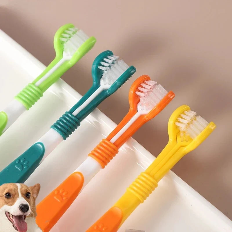 4pcs Colorful 3 Sided Dog Toothbrush Set - ProPawPet.com