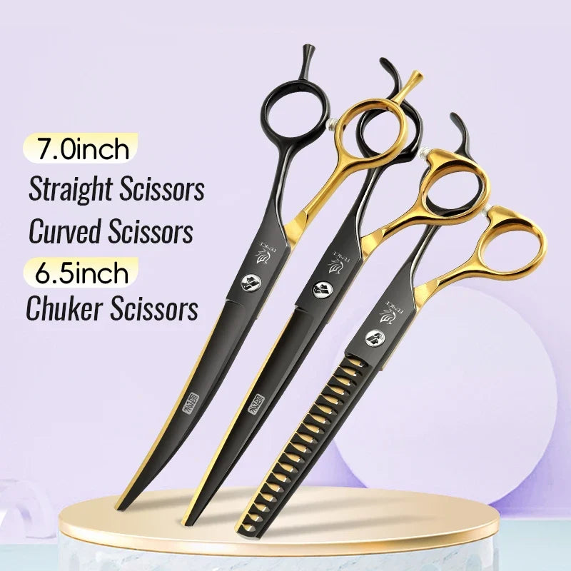 Fenice 6.5 7 Inch Black Gold Pet Grooming Shears Straight – Dog Supplies