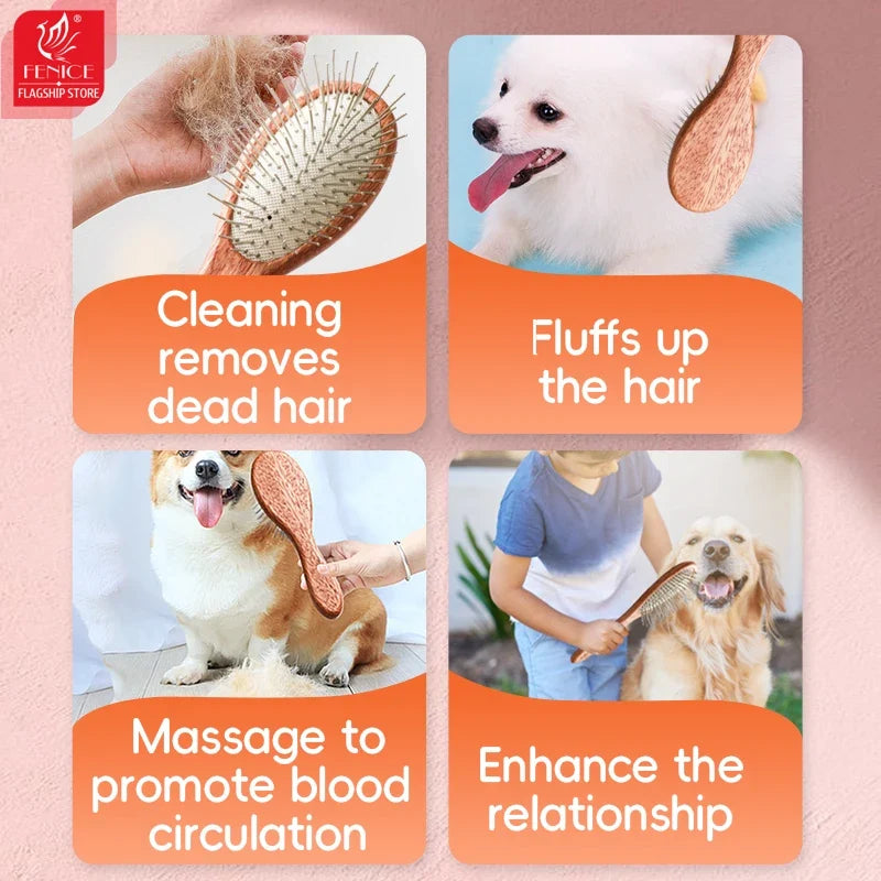 Fenice Pet Comb Solid Wood Handle in Cat Dog - ProPawPet.com