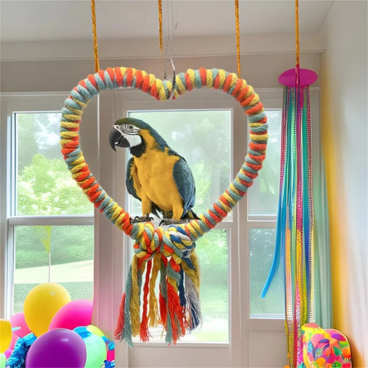 Love Shape Rope Swing Colorful Bird Toy - ProPawPet.com