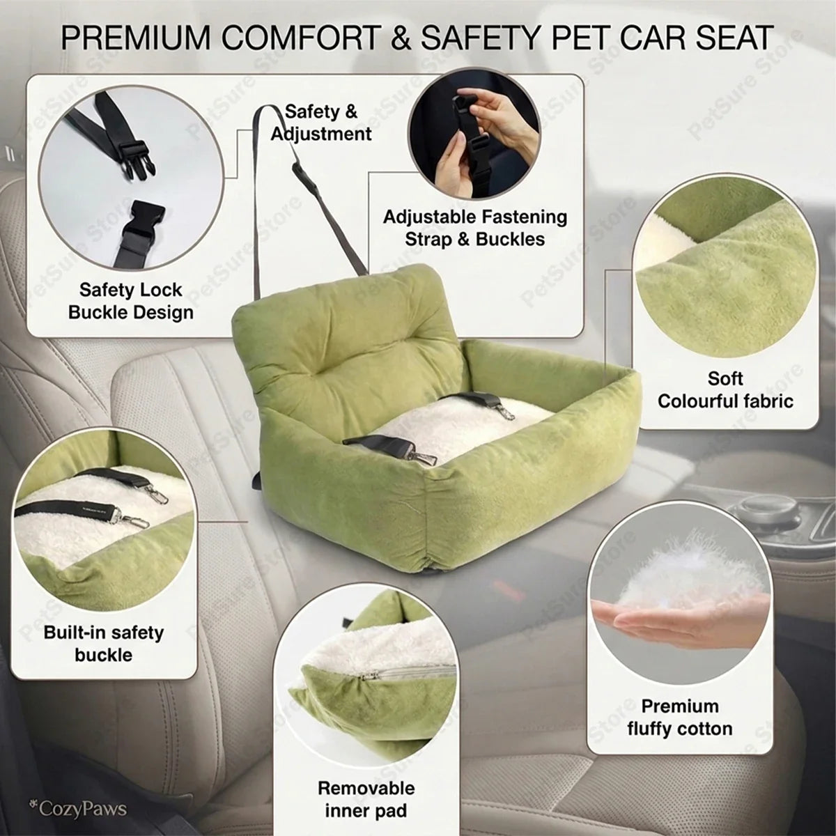 New Pet Car Safety Seat Bed Pad Removable - ProPawPet.com