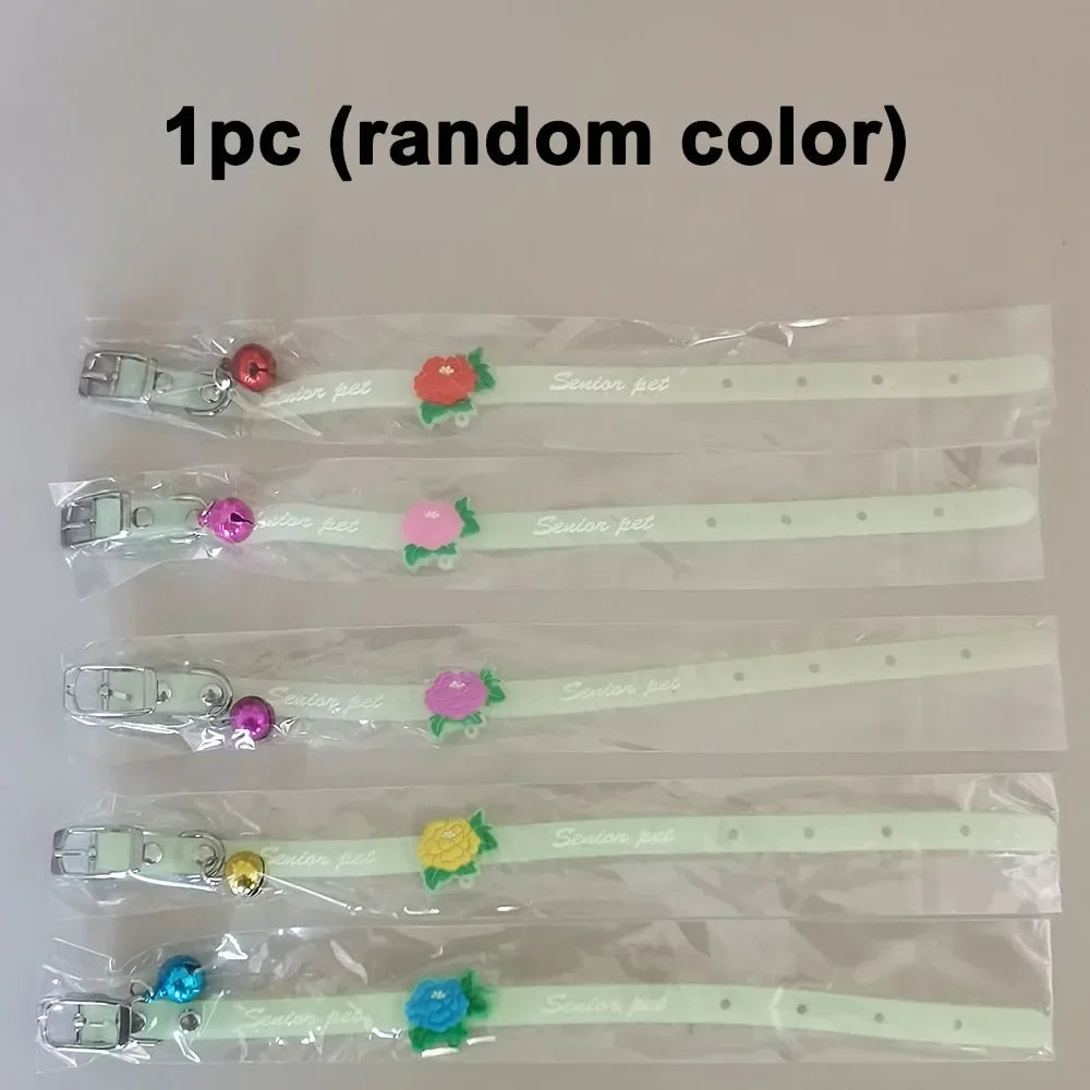Adjustable Glowing Cat & Dog Collars with Bell Light – 7 Colors