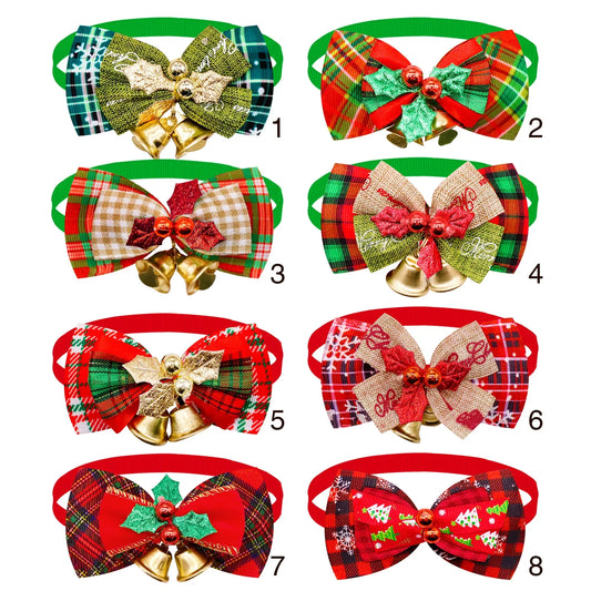 50/100pcs Bell Dog Bowtie Dog Christmas Bow - ProPawPet.com