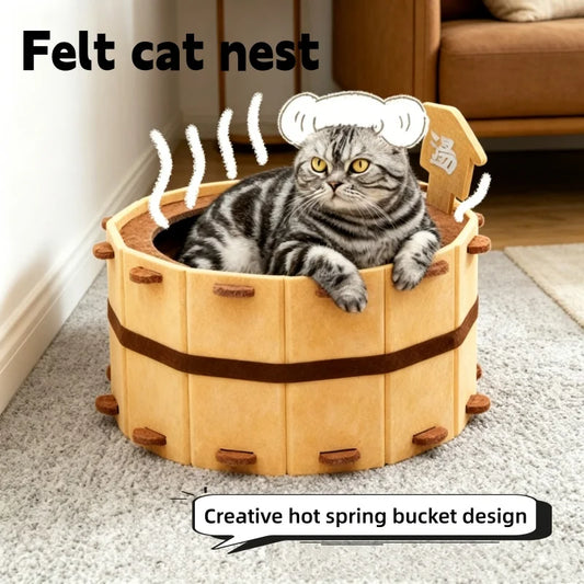 Japanese Onsen-Themed Cat Bed Semi-Enclosed - ProPawPet.com