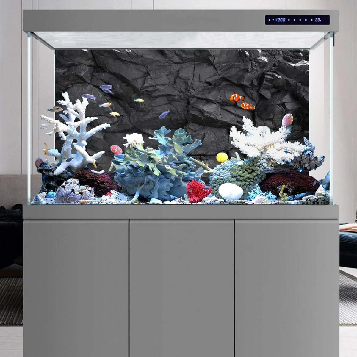 Black Rock, Fish Tank Background Painting, - ProPawPet.com