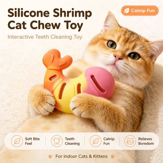 Durable Silicone Shrimp Cat Toy, Interactive - ProPawPet.com