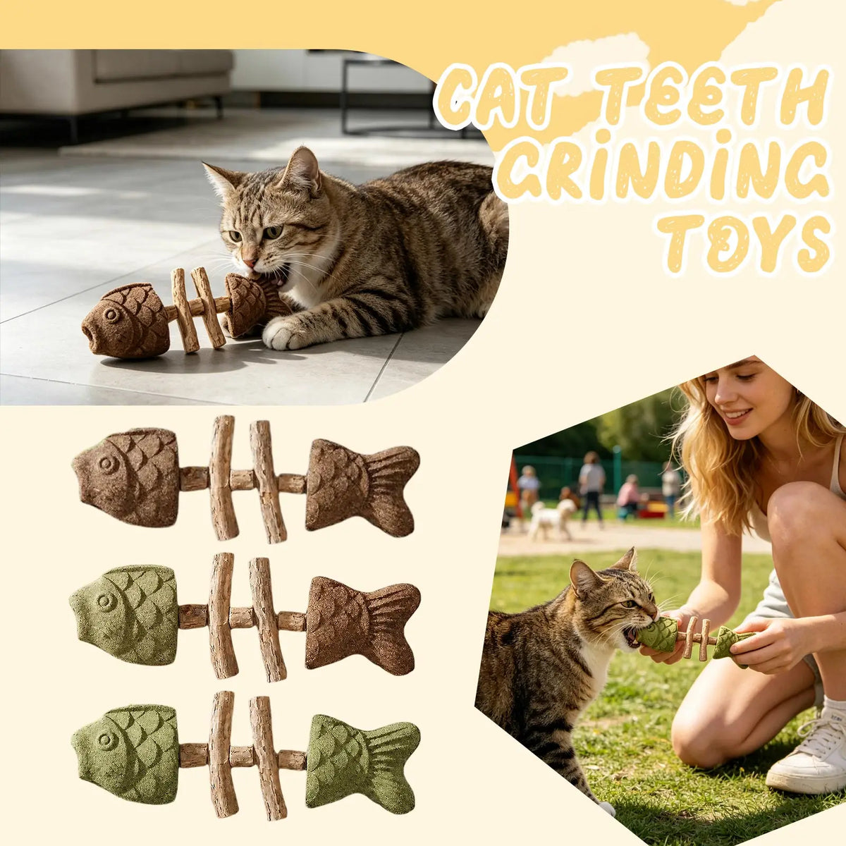 3pcs Toy Fish Bone Catnip Mint Chew Stick - ProPawPet.com