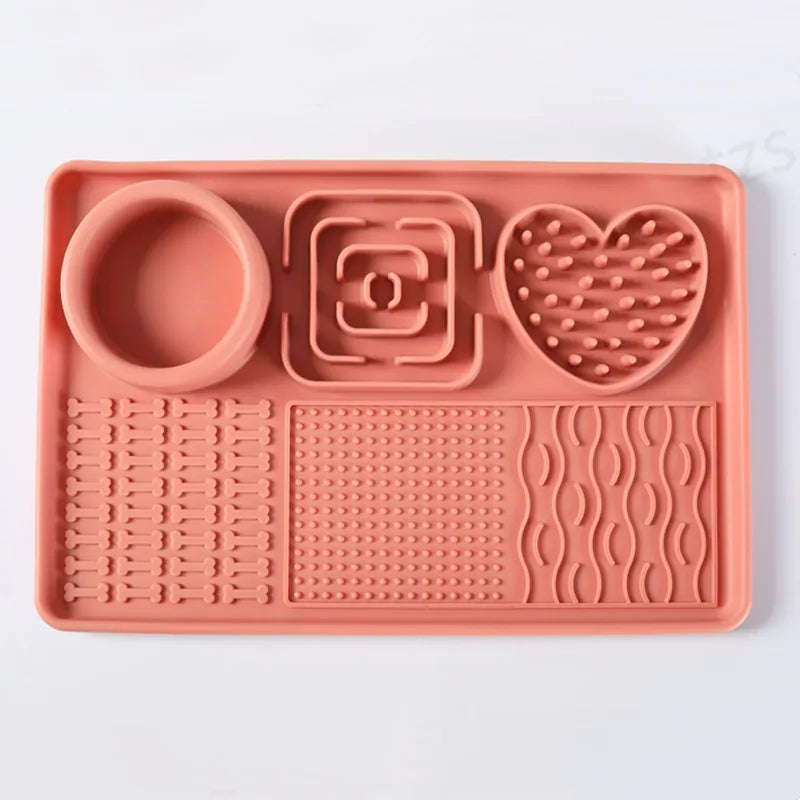 Interactive Silicone Pet Licking Mat, Slow Feeder Lick Pad – Dog Bowls & Feeders