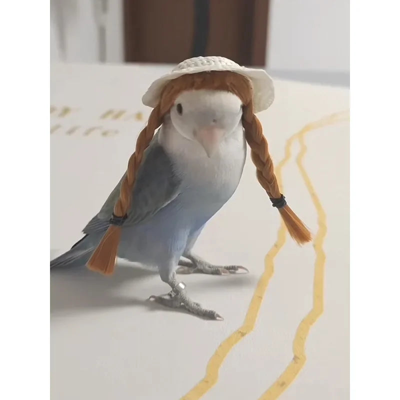Small Pet Bird Hand Woven Headband Hat Peony - ProPawPet.com