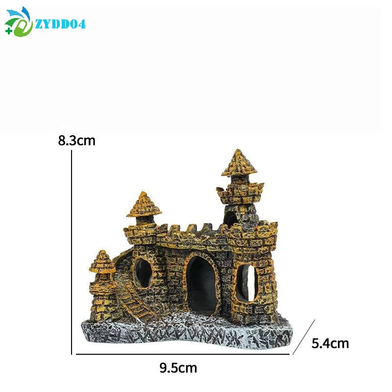 ●1Pcs Resin Castle Shape Fish Tank Ornament - ProPawPet.com