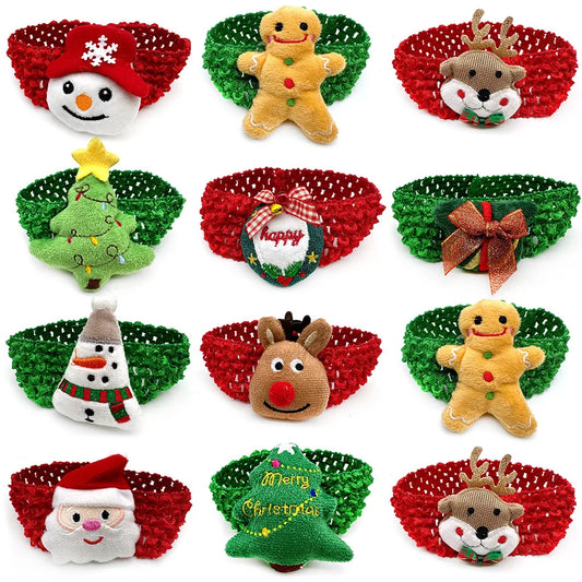 30/50pcs Large Dog Bowties Snowman Christmas - ProPawPet.com
