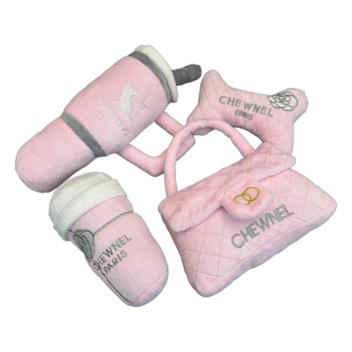 Pink Cute Dog Squeaky Toys Set Handbags Cups - ProPawPet.com