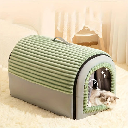 Washable Enclosed Pet House with Door Curtain -