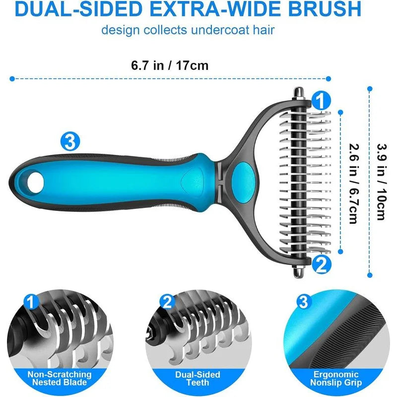 2in1 Stainless Pet Deshedding Brush Dog Hair - ProPawPet.com