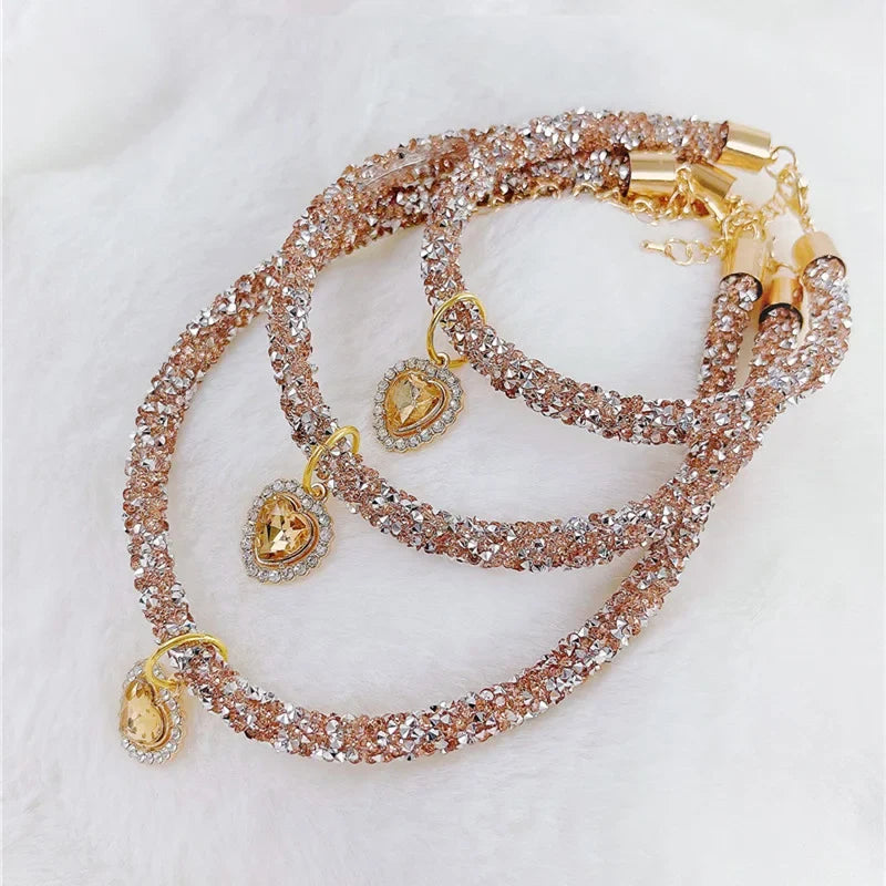 Crystal Cat Collar Heart Gem Pendant Party - ProPawPet.com