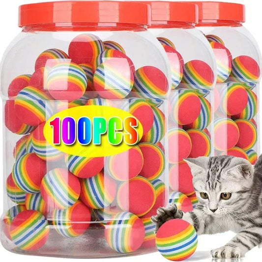 100/10PCS Pet Toy Balls Interactive Rainbow - ProPawPet.com