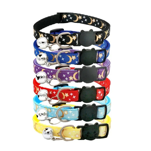 Gold Stars and Moon Cat Collar with - ProPawPet.com
