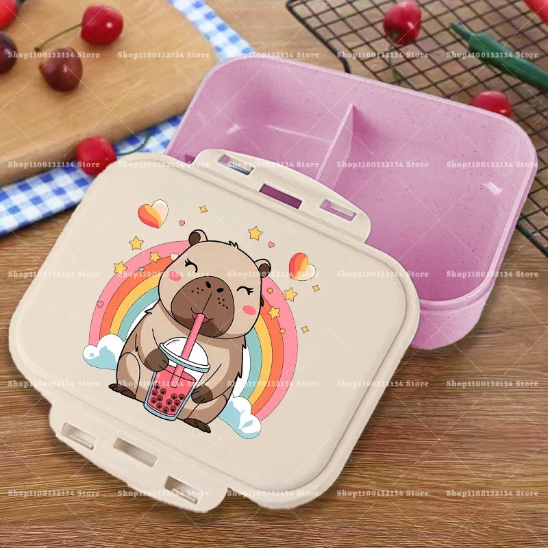 Capybara Bento Lunch Box Anime Animals Figures Food Storage – Dog Supplies