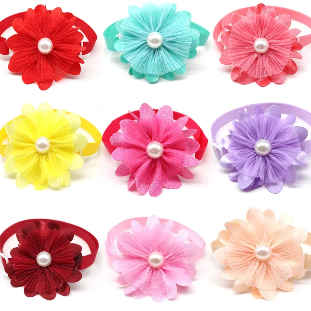 50/100pcs Dog Bowtie Spring Pearl - ProPawPet.com