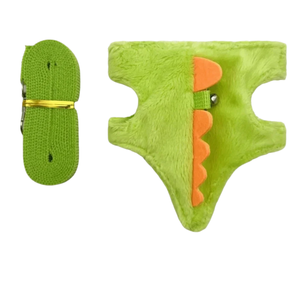 Adjustable Ferret Vest Harness with Bell Dinosaur Shape for Small Pets