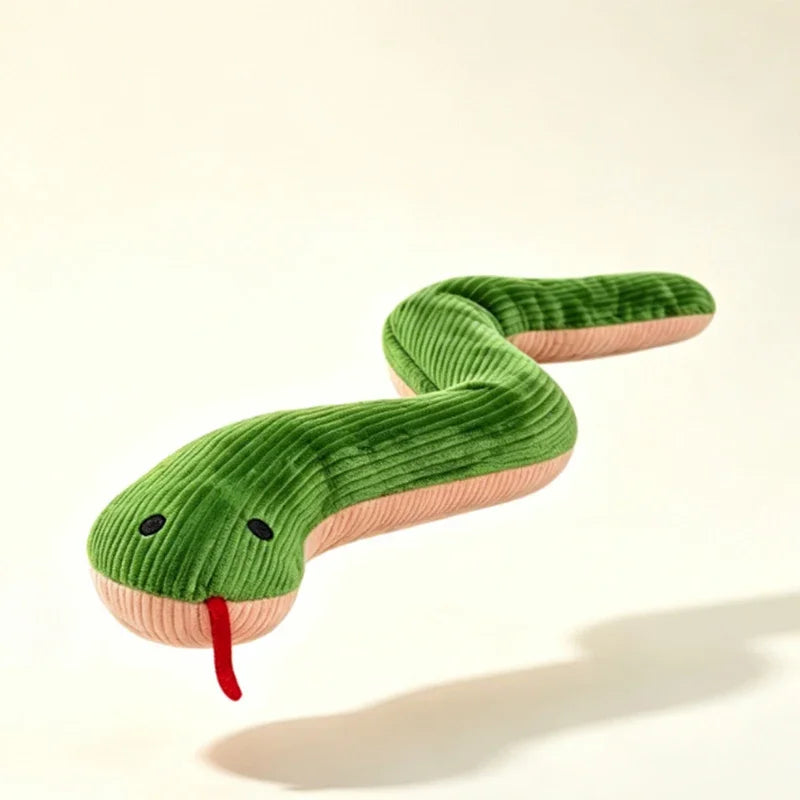 Plush Snake Built‑in Crinkle Paper Squeaky Interactive Chew – 3 Colors