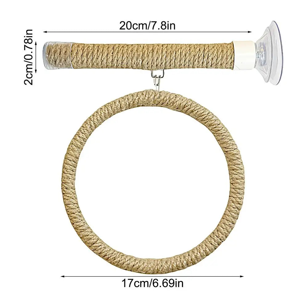 Suction Cup Bird Plaything Swing Set Linen Rope – 2 Colors