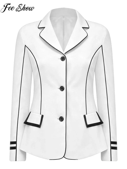 Women Contrast Trim Horse Riding Jacket - ProPawPet.com