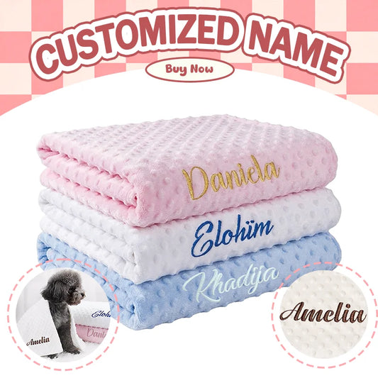 Personalized Name Embroidery Pet Blanket, - ProPawPet.com