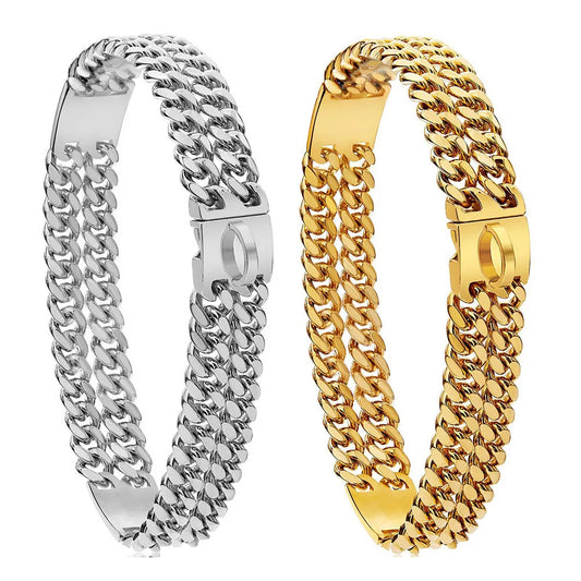 Strong Dog Double Chain Collar 2 Row Gold - ProPawPet.com