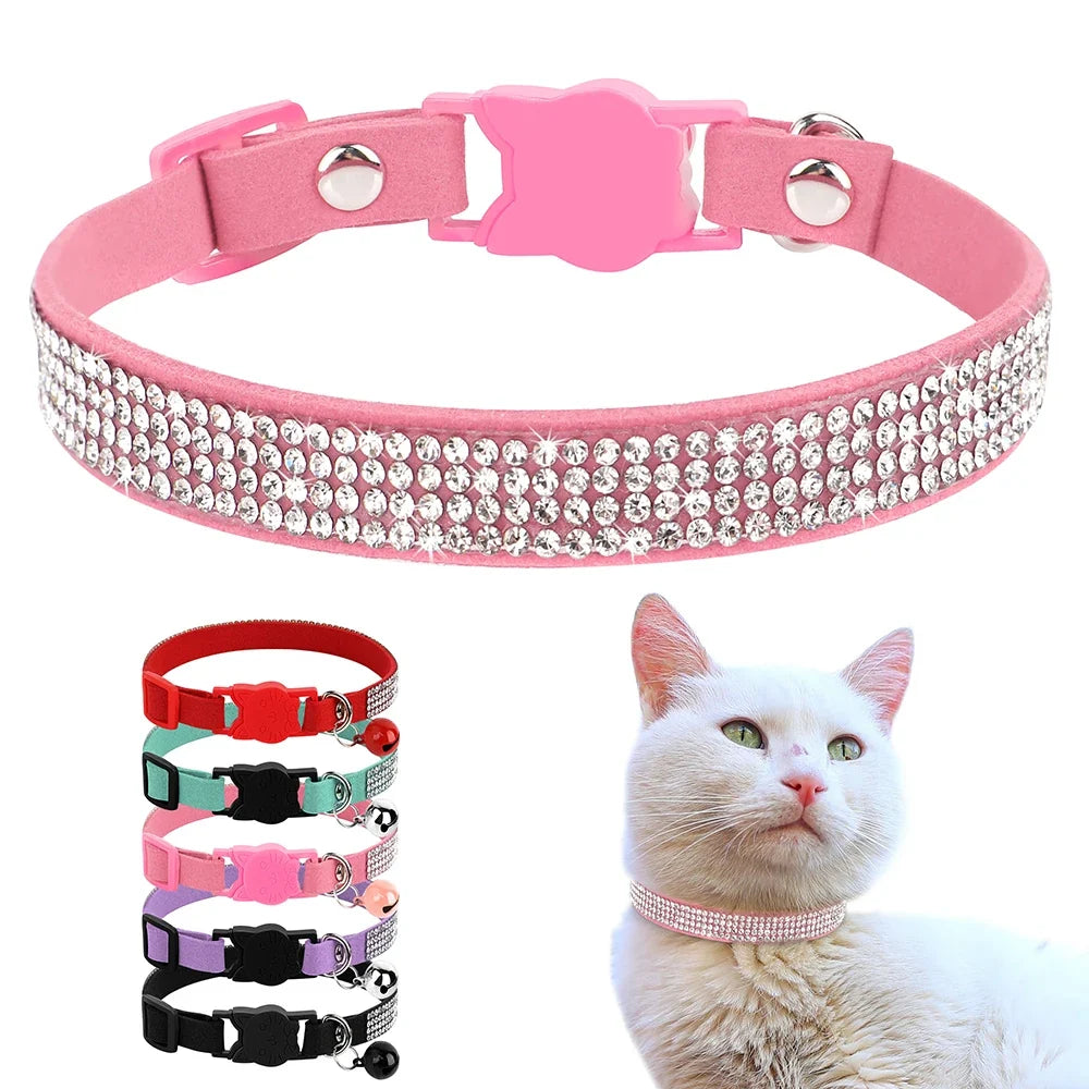 Soft Pink Suede Leather Cat Collar - Cute - ProPawPet.com