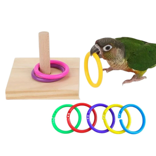 Wooden Bird Toy Parrot Platform Plastic Ring - ProPawPet.com